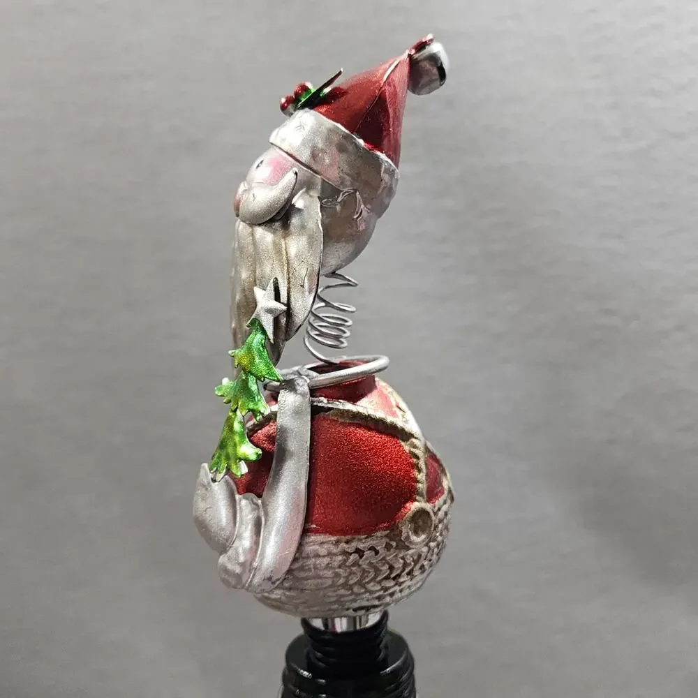 Handcrafted Santa Clause Metal Holiday Wine Bottle Stopper Topper Pier 1 NIP